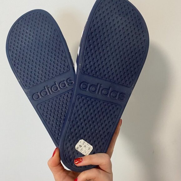 Adidas Blue & White Stripe Slides Size 11 - Picture 3 of 5
